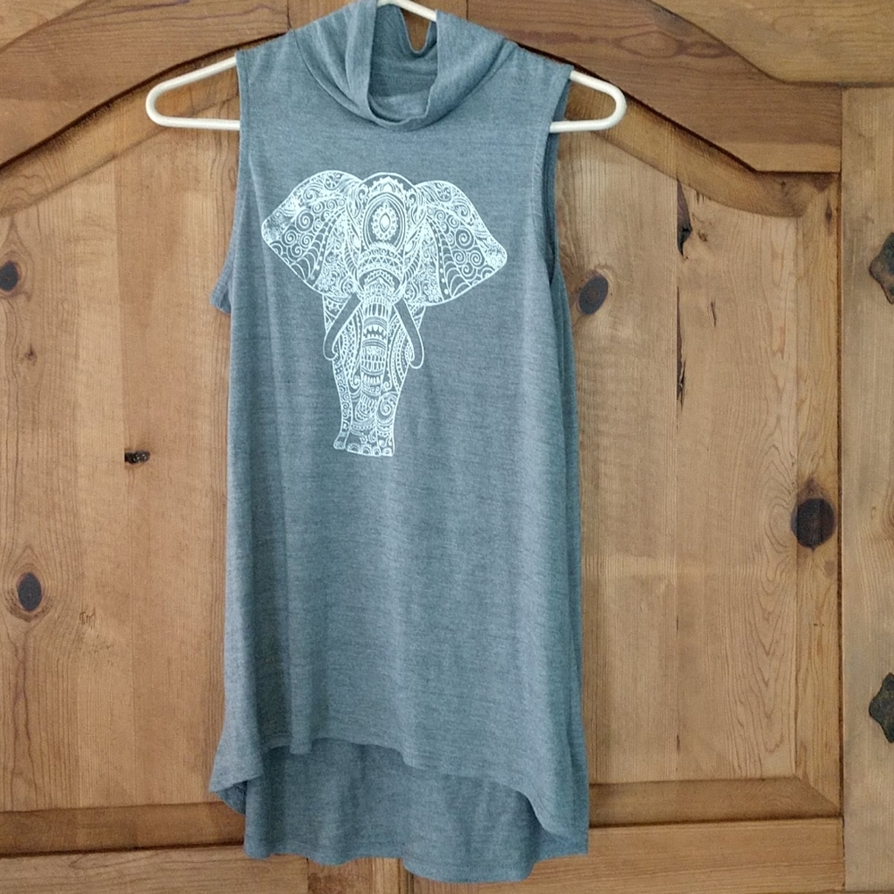 EVCR S mock neck high low tank elephant